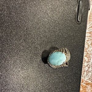 Turquoise Oval Pendant with Silver Accents